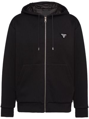 Prada logo-appliqué zip-up hoodie - Black