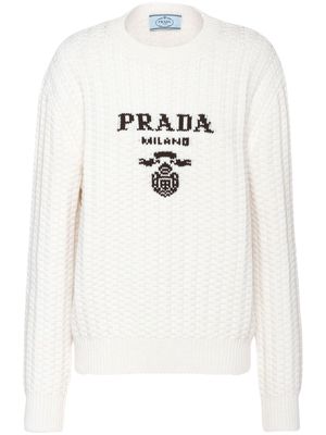 Prada logo cashmere crew-neck jumper - White