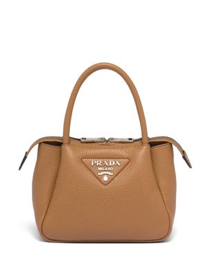 Prada logo-embellished leather mini bag - Brown