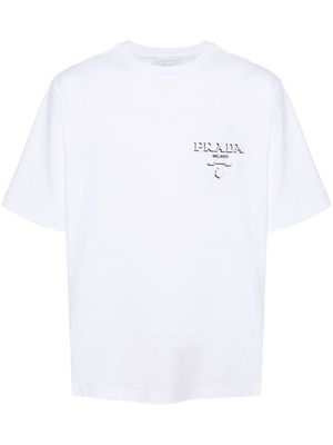 Prada logo-embossed cotton T-shirt - White
