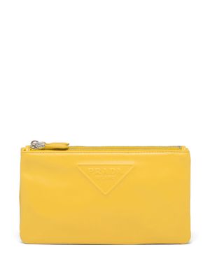 Prada logo-embossed leather pouch - Yellow