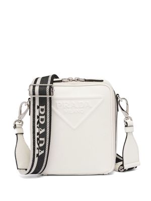 Prada logo-embossed Saffiano leather bag - White
