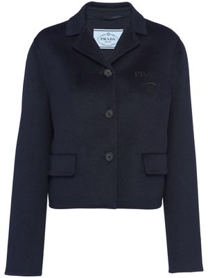 Prada logo-embroidered cashgora jacket - Blue