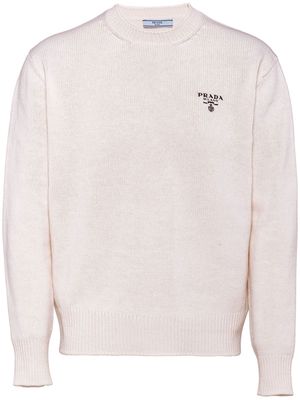 Prada logo-embroidered cashmere jumper - White