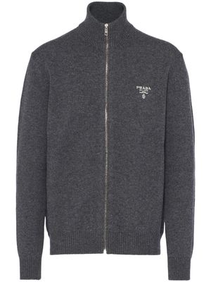 Prada logo-embroidered cashmere sweatshirt - Grey