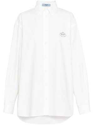 Prada logo-embroidered cotton shirt - White