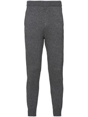 Prada logo-embroidered knitted cashmere trousers - Grey