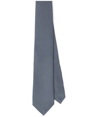 Prada logo-embroidered silk tie - Grey