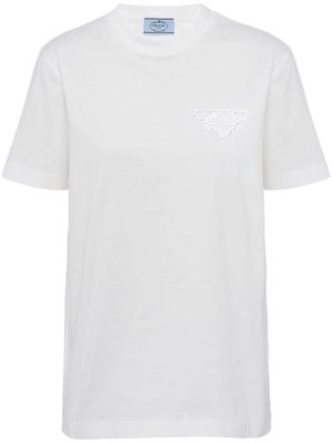 Prada logo-embroidered T-shirt - White