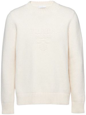 Prada logo-embroidered wool-cashmere jumper - White