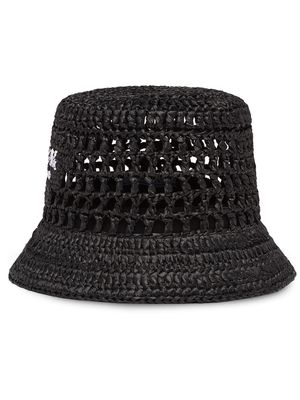 Prada logo-embroidered woven bucket hat - Black