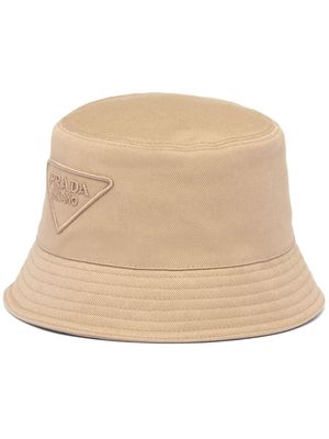 Prada logo-embroidery bucket hat - Neutrals