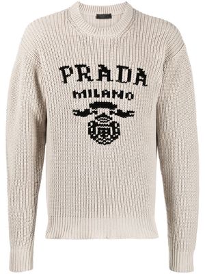 Prada logo intarsia-knit jumper - Grey