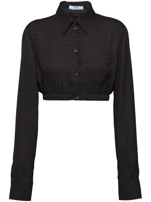 Prada logo jacquard cropped button-down shirt - Black