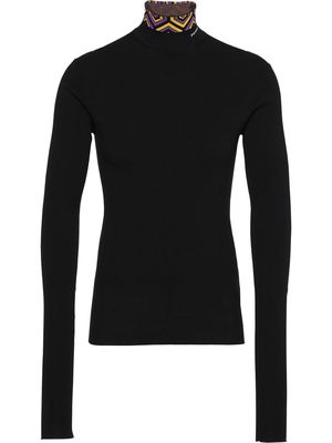 Prada logo jacquard turtleneck sweater - Black