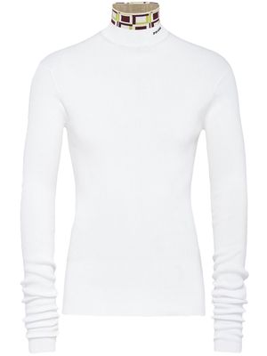 Prada logo jacquard turtleneck sweater - White
