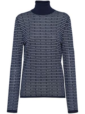 Prada logo-jacquard wool jumper - Blue