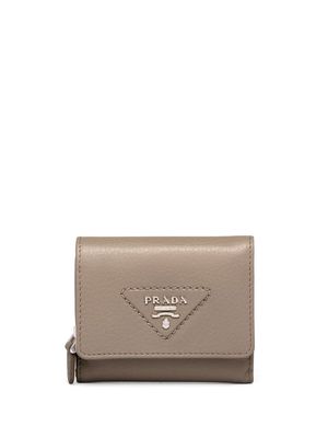 Prada logo-lettering leather wallet - Grey