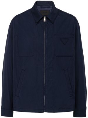 Prada logo-patch cotton jacket - Blue