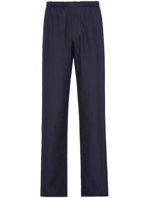 Prada logo-patch elasticated-waistband trousers - Blue