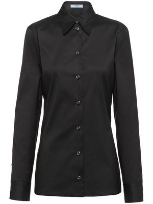Prada logo patch long-sleeve shirt - Black