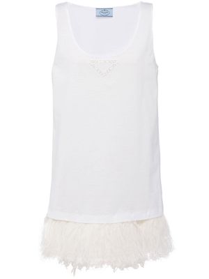 Prada logo-patch sleeveless dress - White