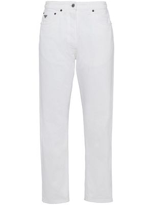Prada logo-patch straight-leg jeans - White