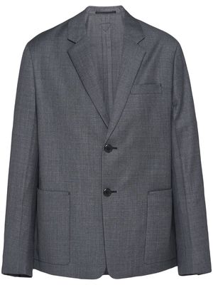 Prada logo-patch wool blazer - Grey