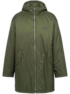 Prada logo-patch zip-up jacket - Green