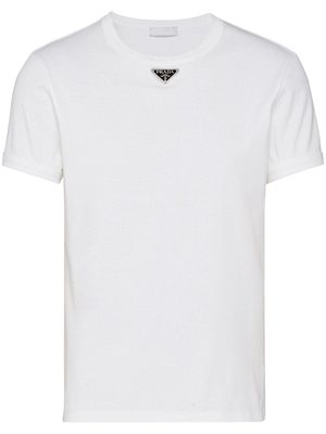 Prada logo-plaque cotton T-shirt - White