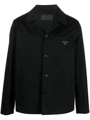 Prada logo-plaque gabardine jacket - Black