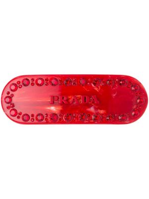 Prada logo-plaque hair clip - Red