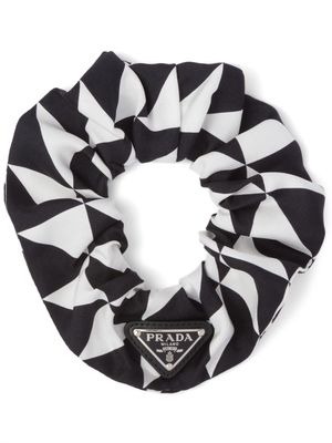 Prada logo-plaque hair scrunchie - Black