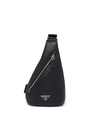Prada logo-plaque one-shoulder backpack - Black