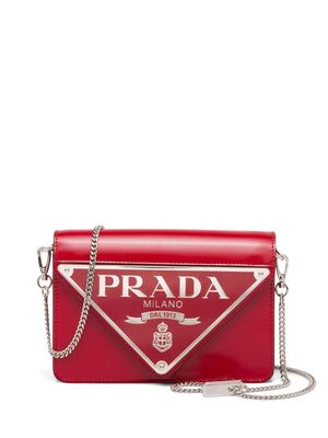 Prada logo-plaque shoulder bag - Red