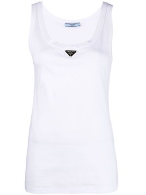 Prada logo-plaque sleeveless vest top - White