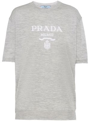 Prada logo-print cashmere jumper - Grey