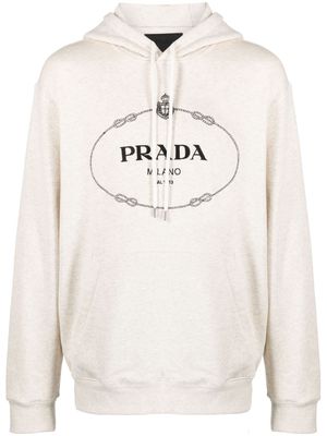 Prada logo-print cotton hoodie - Neutrals