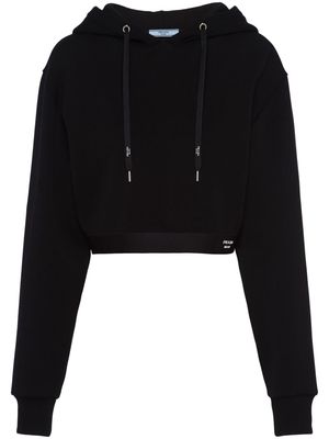 Prada logo-print cropped hoodie - Black