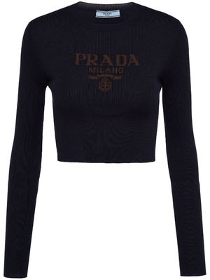 Prada logo-print cropped top - Blue