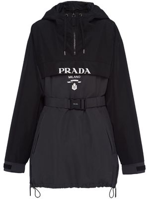 Prada logo-print drawstring-hood jacket - Black