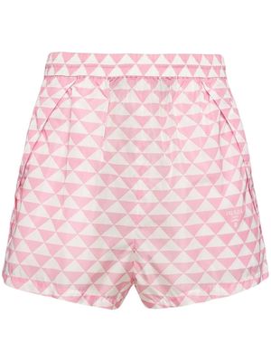 Prada logo-print high-waisted shorts - Pink