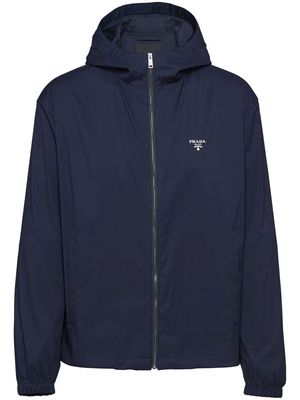 Prada logo-print hooded jacket - Blue