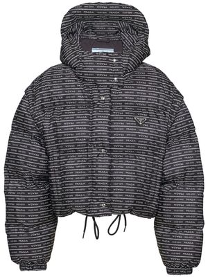 Prada logo-print hooded puffer jacket - Black