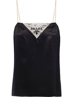 PRADA logo-print satin camisole - Black