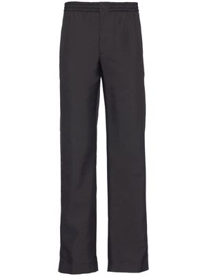 Prada logo-print silk straight-leg trousers - Black