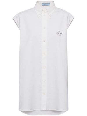 Prada logo-print sleeveless oxford shirt - White