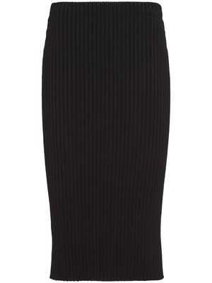 Prada logo ribbed knit skirt - Black