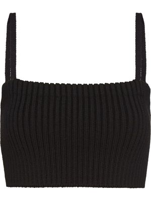Prada logo ribbed knit top - Black