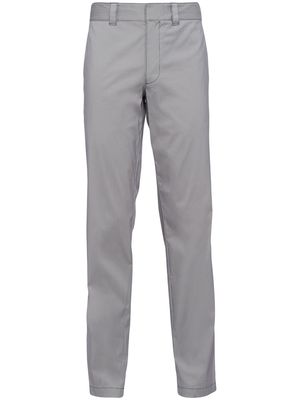 Prada logo straight-leg poplin trousers - Grey